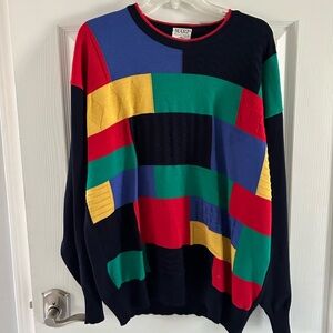 Vintage Marz Munchen Pure Wool Knit Colorblock Sweater  Size L grandpacore Y2K